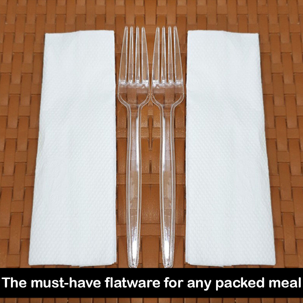 Tithe Heavy Duty Plastic Spoons Knives Forks Clear Reusable Mix Cutlery Set