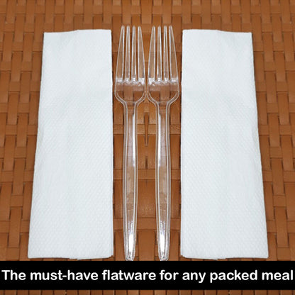 Tithe Heavy Duty Plastic Spoons Knives Forks Clear Reusable Mix Cutlery Set