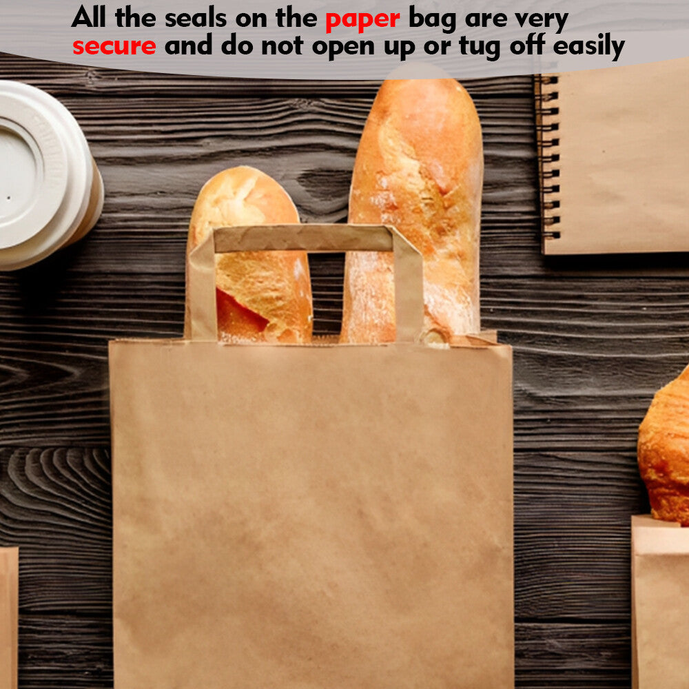 25 x Flat Handle Paper Bags S-M-L Kraft Paper Carrier Bag for Shopping Takeaway