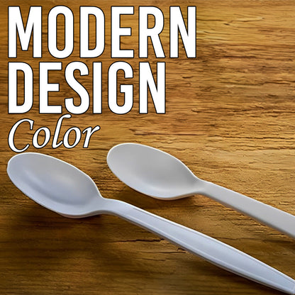 Tithe Heavy Duty Plastic Spoons Knives Forks White Reusable Mix Cutlery Set
