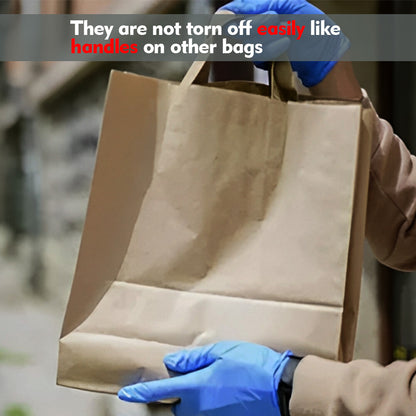 25 x Flat Handle Paper Bags S-M-L Kraft Paper Carrier Bag for Shopping Takeaway