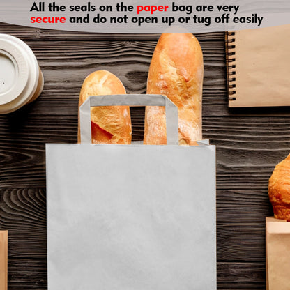 25 x Flat Handle Paper Bags S-M-L Kraft Paper Carrier Bag for Shopping Takeaway