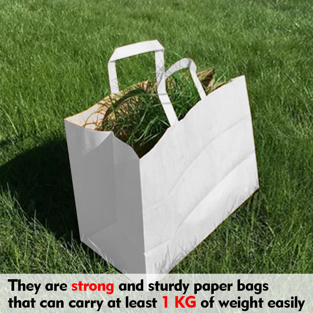 25 x Flat Handle Paper Bags S-M-L Kraft Paper Carrier Bag for Shopping Takeaway