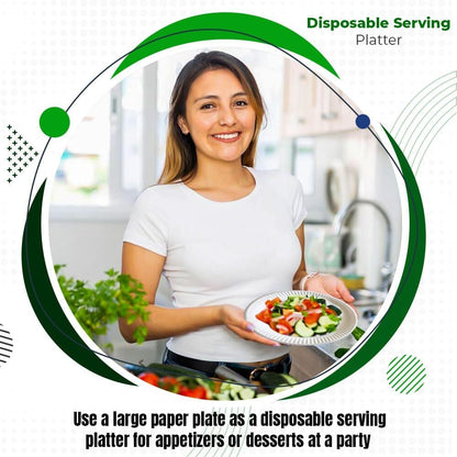 White Paper Plates S-M-L Disposable Dishes for Catering Supply Parties Weddings