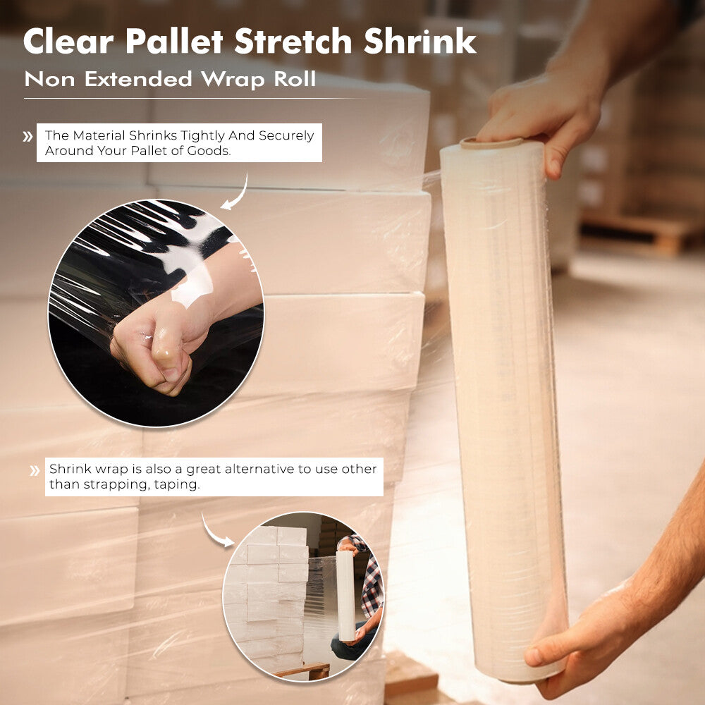 Pallet Wrap Stretch Film 400mm - 500m Shrink Wrap for Industrial Uses Packaging