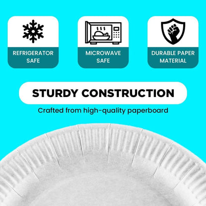 White Paper Plates S-M-L Disposable Dishes for Catering Supply Parties Weddings