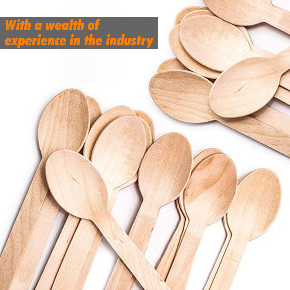 Wooden Spoons Forks Knives Disposable Cutlery Set for Travelling Camping Parties
