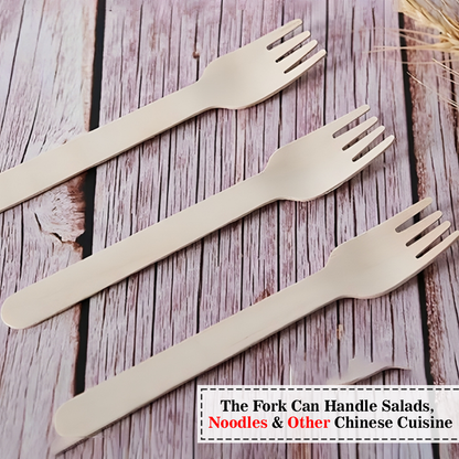 Wooden Spoons Forks Knives Disposable Cutlery Set for Travelling Camping Parties