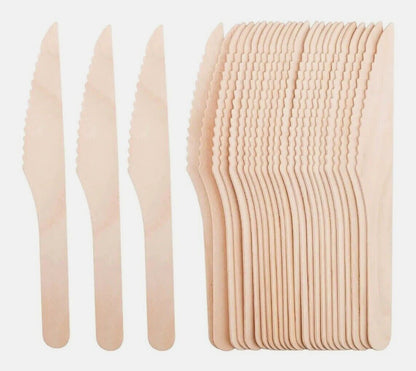 Wooden Spoons Forks Knives Disposable Cutlery Set for Travelling Camping Parties