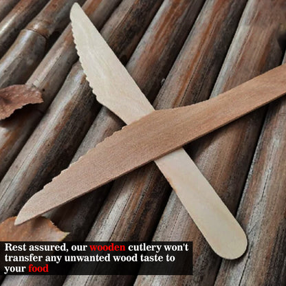 Wooden Spoons Forks Knives Disposable Cutlery Set for Travelling Camping Parties