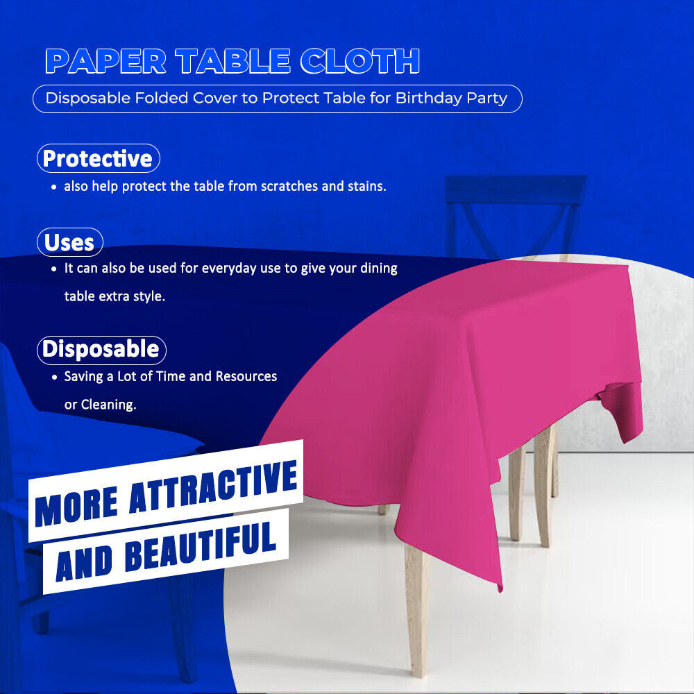 Paper Table Cloths 90cm x 90cm Square Foldable Table Covers for All Occasion