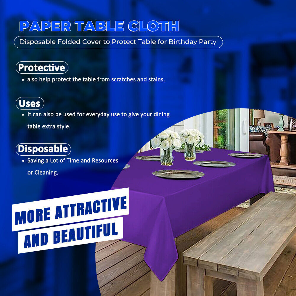 Paper Table Cloths 90cm x 90cm Square Foldable Table Covers for All Occasion