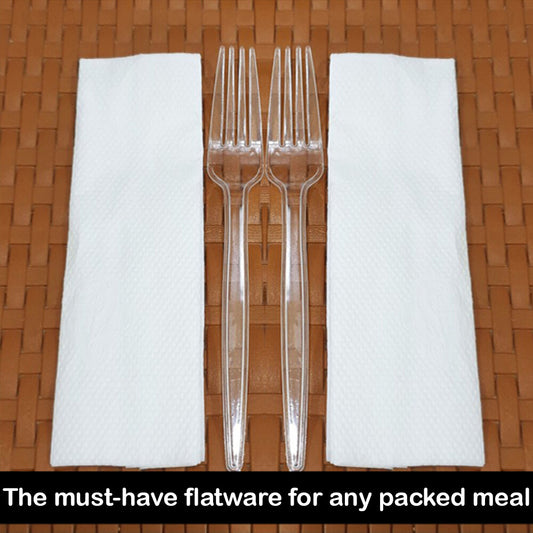Heavy Duty Plastic Spoons Knives Forks Clear Reusable Mix Cutlery Set