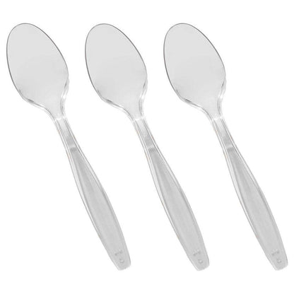 Heavy Duty Plastic Spoons Knives Forks Clear Reusable Mix Cutlery Set