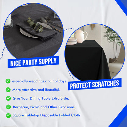 Paper Table Cloths 90cm x 90cm Square Foldable Table Covers for All Occasion