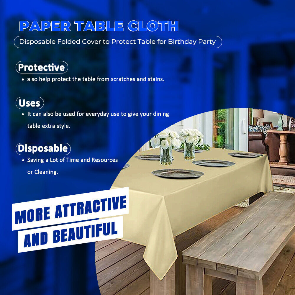 Paper Table Cloths 90cm x 90cm Square Foldable Table Covers for All Occasion