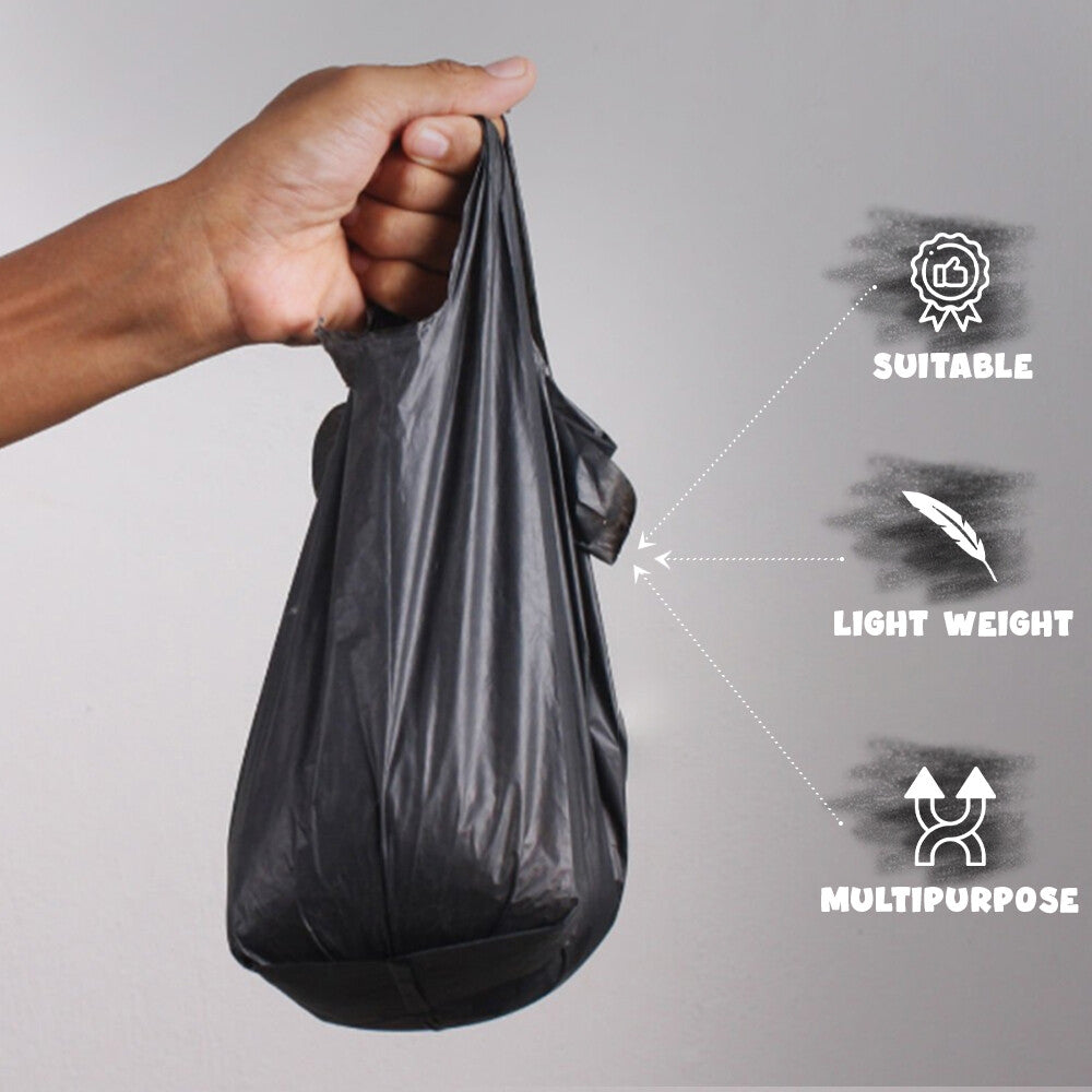 Plastic Vest Style Carrier Bags Black / Blue Reusable Carry Bag for Supermarket
