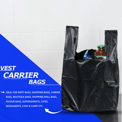 Plastic Vest Style Carrier Bags Black / Blue Reusable Carry Bag for Supermarket