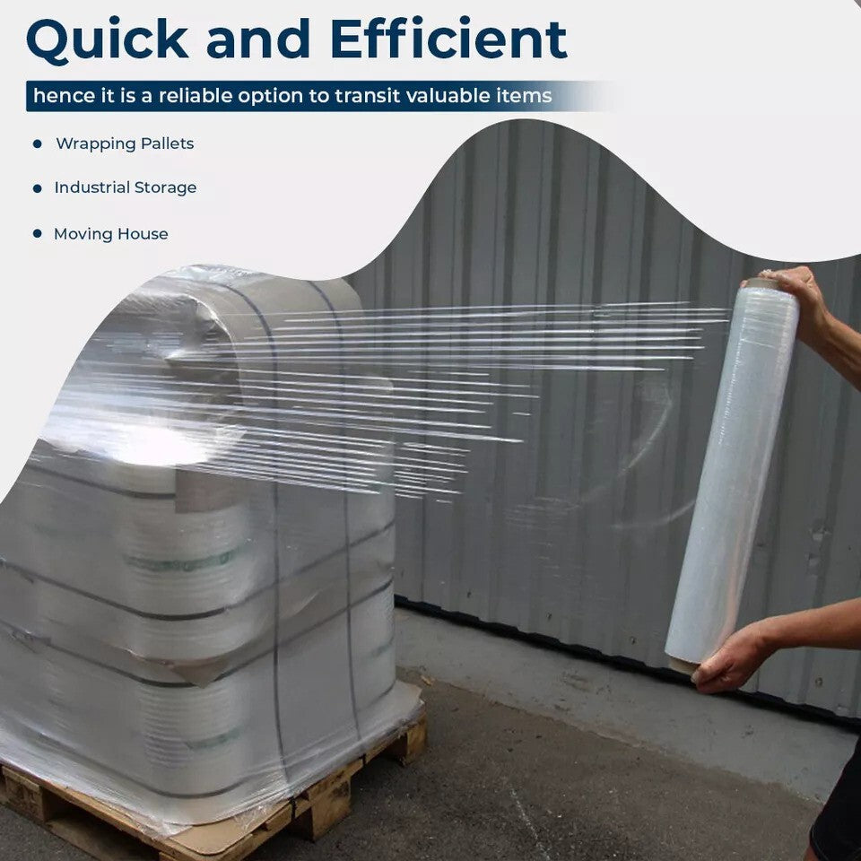 Pallet Stretch Shrink Wrap Clear Wrapping Film Non Extended 450mm x 300m 15mu