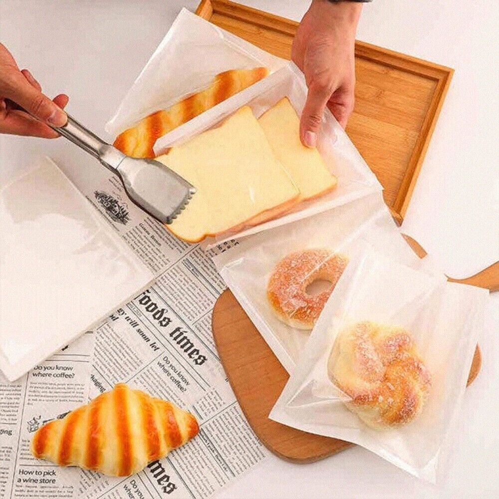Film Fronted Clear Window Paper Bags White Food Display Bags for Sandwich Candy