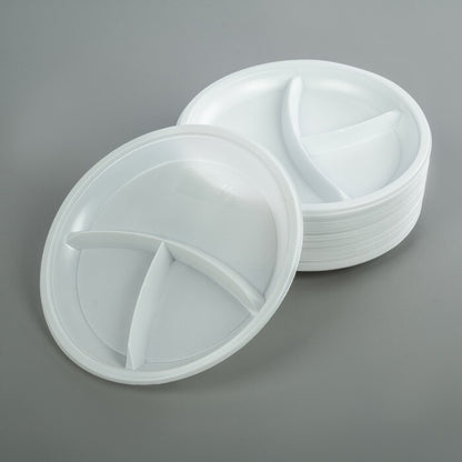 500 x Reusable 3 Compartment Plates 10" (26cm) for Weddings Catering Supply