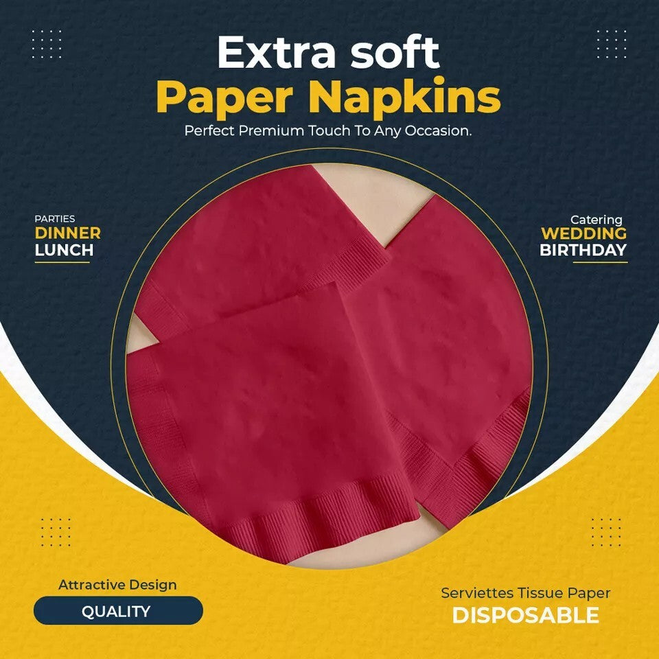 Combination Paper Napkins Disposable Assorted Serviettes Tissue 33cm x 33cm 2ply