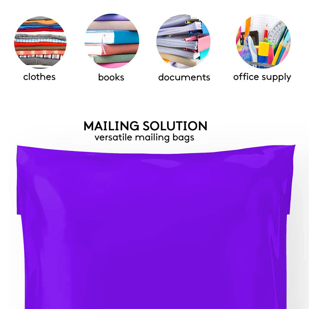 Purple Mailing Bags 10" x 14" – Self-Seal Polythene Postal & Postage Mailers for Secure Parcel Packing
