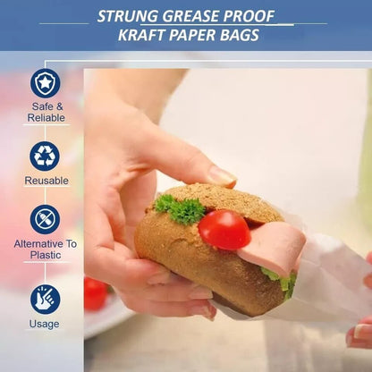 Strung Paper Bags 6" 7" 8.5" 10" 12" Sulphite Food Sandwich Takeaway Carrier Bag