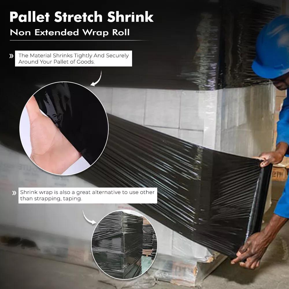 Venus Non Extended High Quality 500mm x 250m Shrink Pallet Roll | Black & Clear Shrink Wraps Rolls for Efficient Packaging 25mu Pallet Wrap