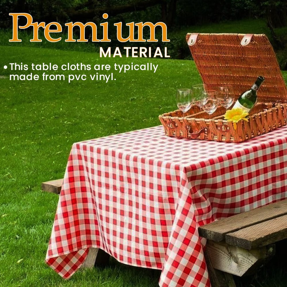 25 x PVC Vinyl Table Cloth Gingham Wipeable Table Cover Protector 90cm x 90cm