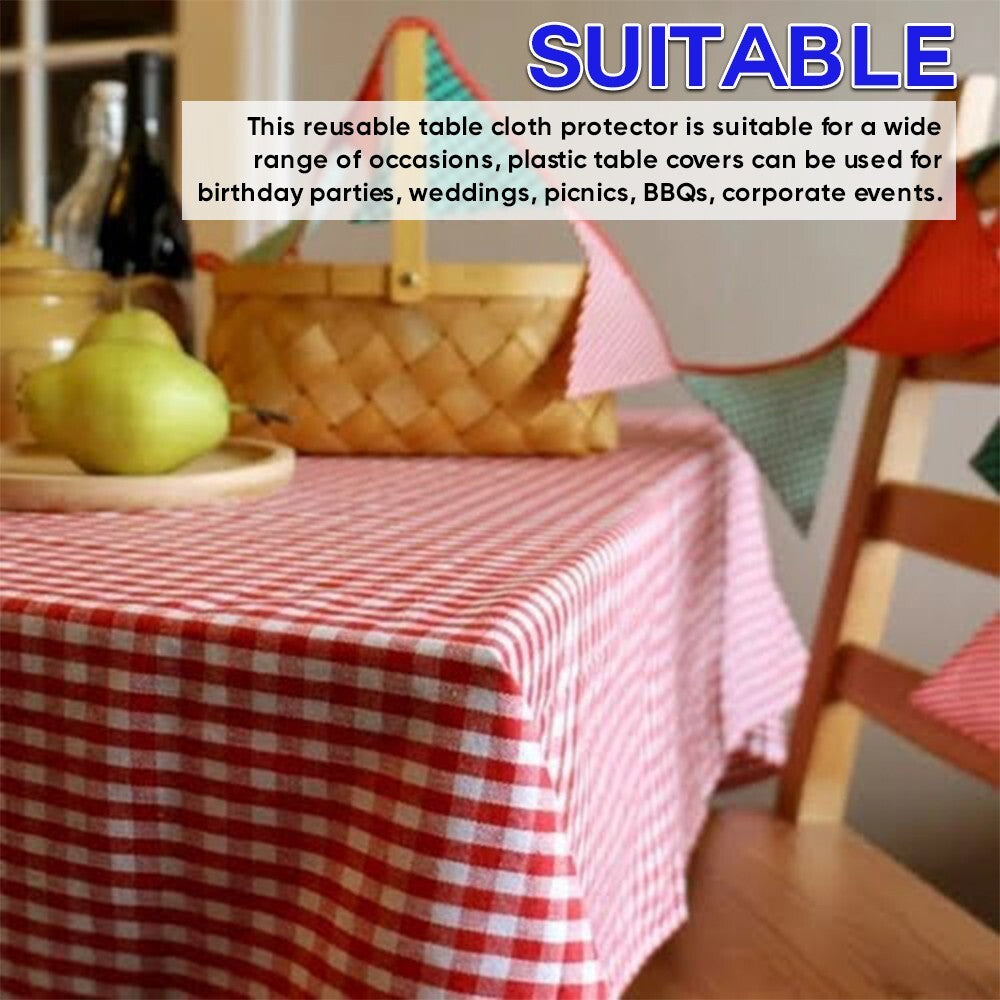 25 x PVC Vinyl Table Cloth Gingham Wipeable Table Cover Protector 90cm x 90cm