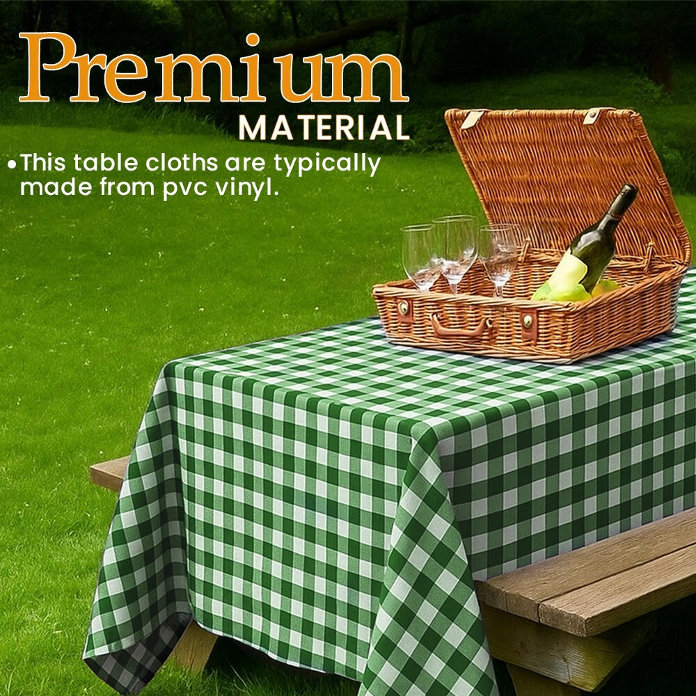 25 x PVC Vinyl Table Cloth Gingham Wipeable Table Cover Protector 90cm x 90cm
