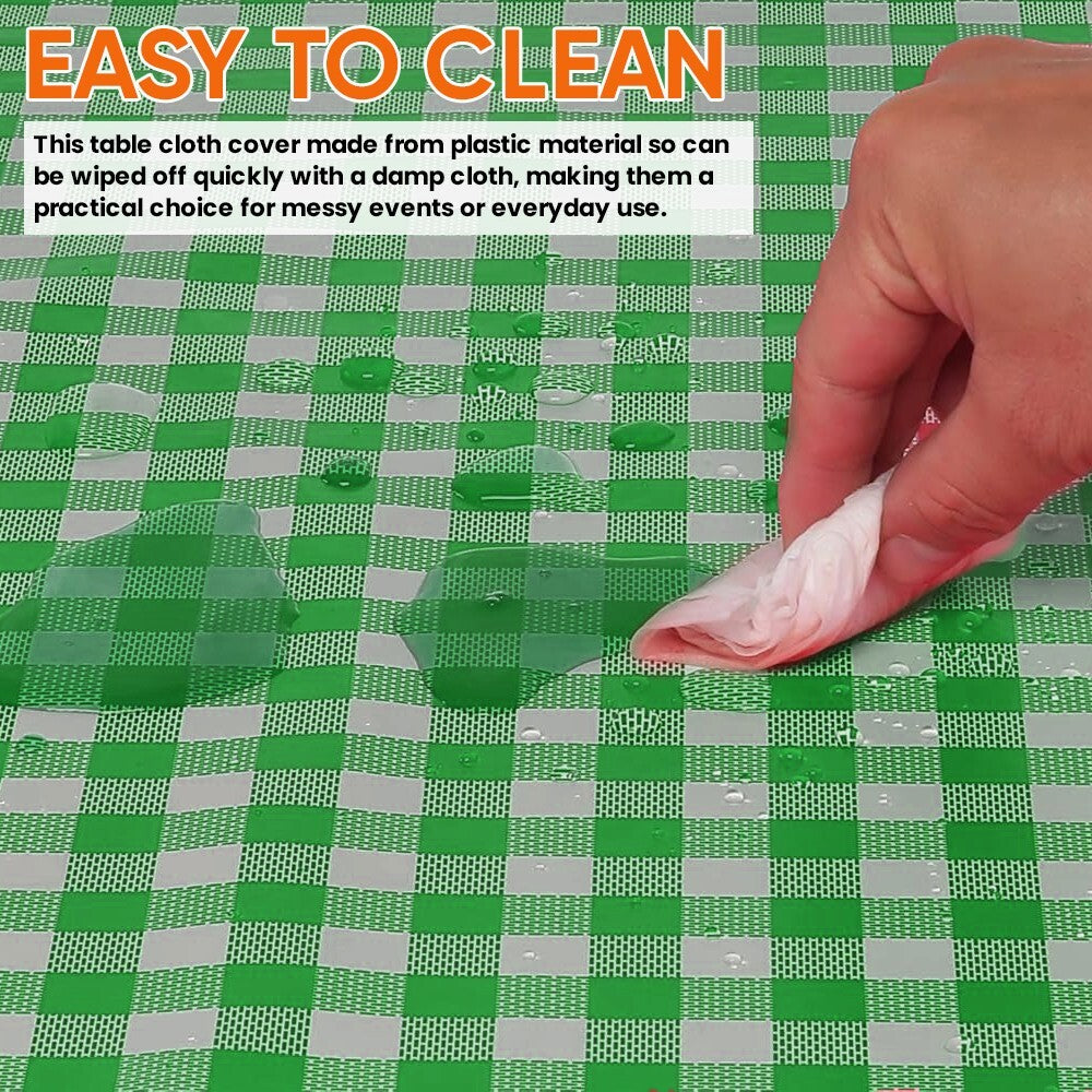 25 x PVC Vinyl Table Cloth Gingham Wipeable Table Cover Protector 90cm x 90cm