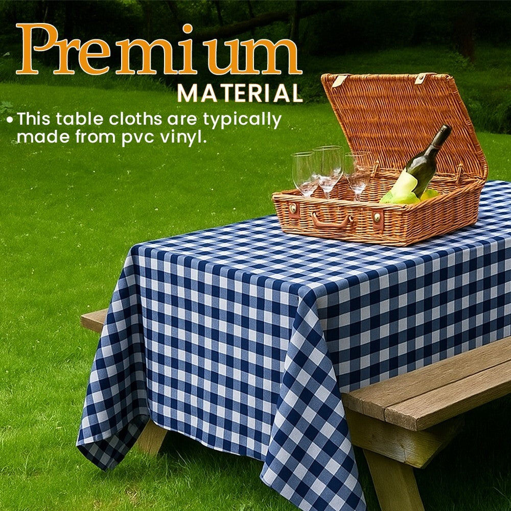25 x PVC Vinyl Table Cloth Gingham Wipeable Table Cover Protector 90cm x 90cm