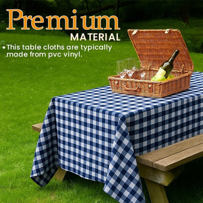 25 x PVC Vinyl Table Cloth Gingham Wipeable Table Cover Protector 90cm x 90cm