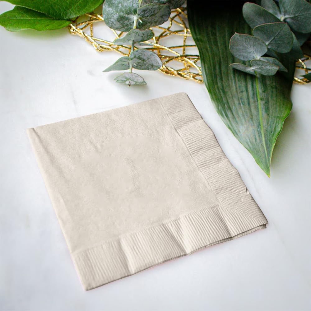 Venuscello® 100 x Serviettes Paper Napkins Ivory Disposable Recyclable Tissue 2-Ply 33cm for Catering Wedding Birthday Parties