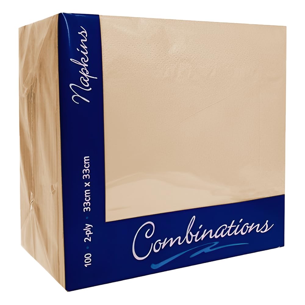 Venuscello® 100 x Serviettes Paper Napkins Ivory Disposable Recyclable Tissue 2-Ply 33cm for Catering Wedding Birthday Parties