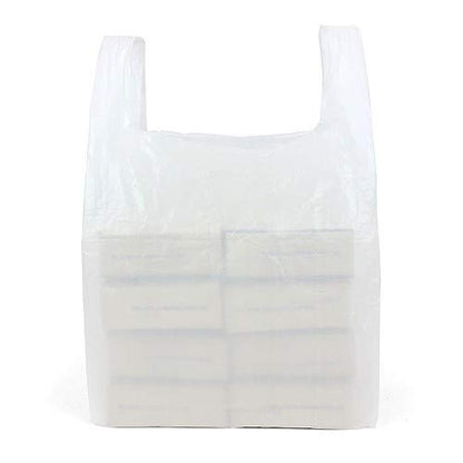 Venuscello® 6000 x Vest Style Carrier Bags White Plastic 11" x 17" x 21" 14 mu Heavy Duty Carry Bags for Vegetables Fruits Groceries Shopping