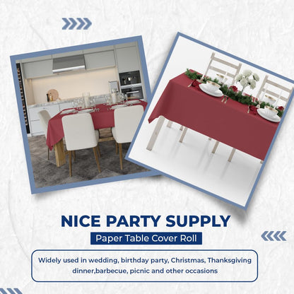 Venuscello Burgundy Banquet Roll 25M x 1.14M | Paper Banqueting Roll for Wedding Buffet Dinner Home Large Disposable Table Paper Cloth Covers