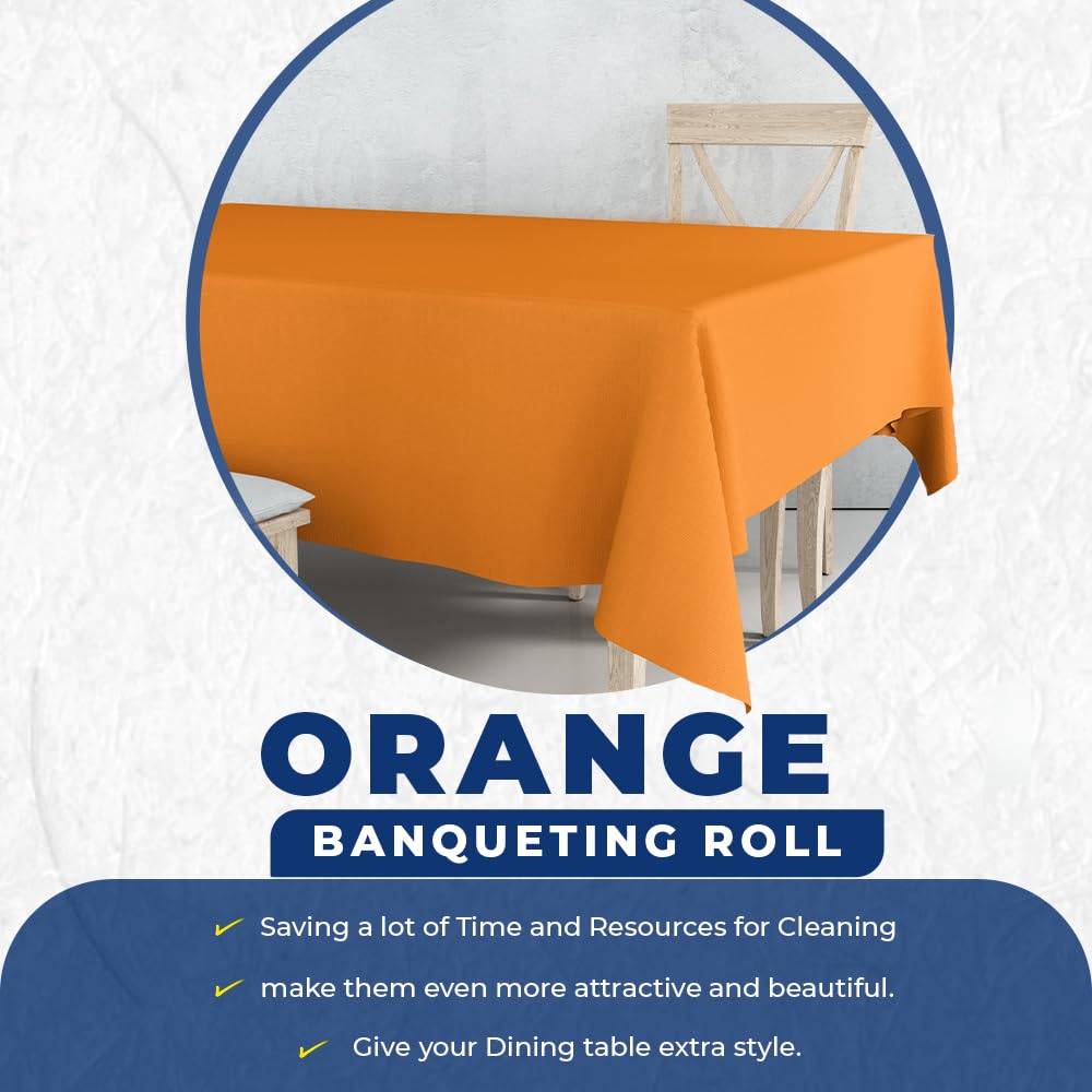 Venuscello Banquet Roll 25M x 1.14M | Orange Paper Banqueting Roll for Wedding Buffet Dinner Home Large Disposable Table Paper Cloth Covers