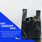 Venuscello® 2000 x Vest Style Carrier Bags Black Plastic 11" x 17" x 21" Heavy Duty Carry Bags for Vegetables Fruits Groceries Shopping