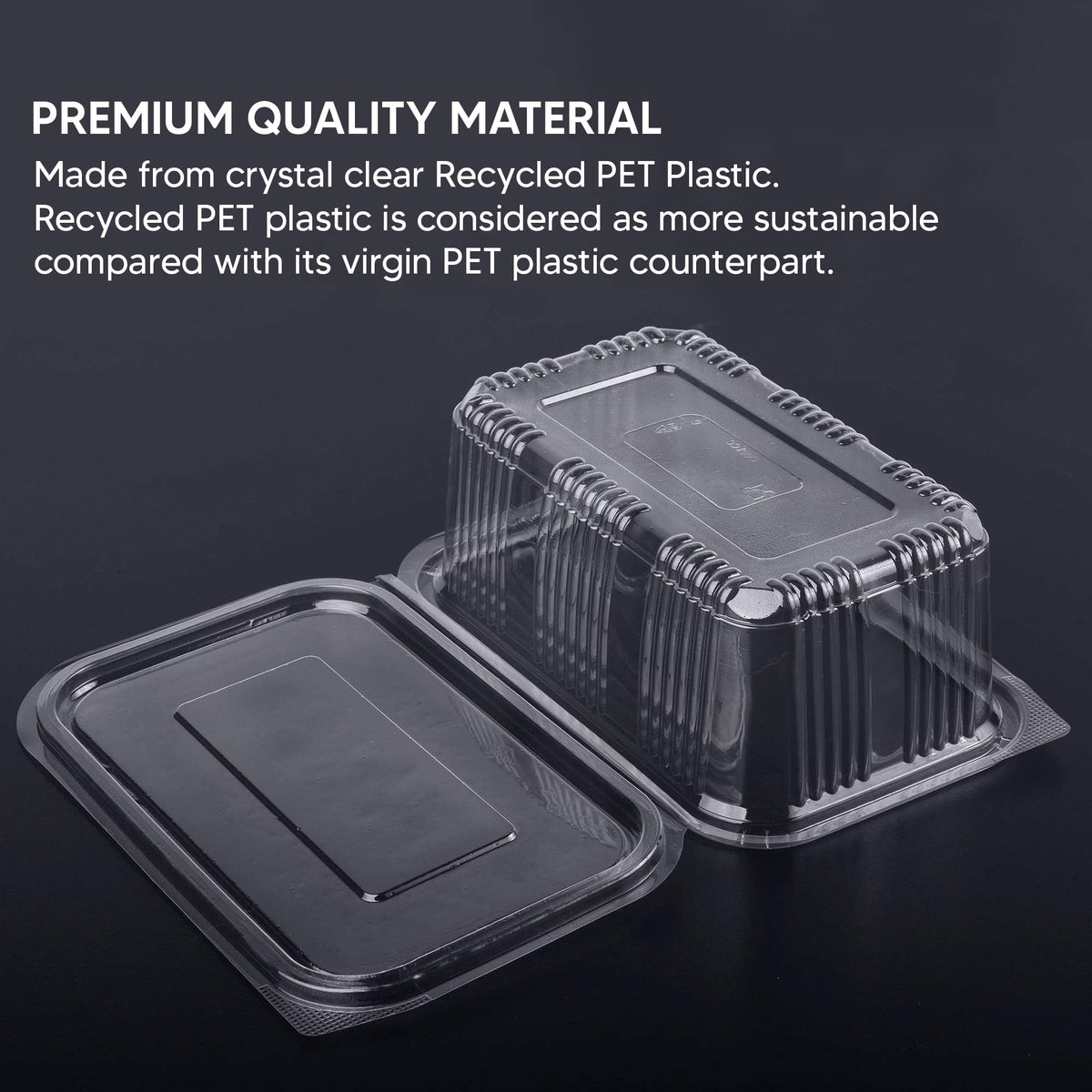 Venuscello® 500 x Hinged Lid Salad Containers 1000cc Clear Plastic Reusable Food Container Ideal for Fruits Sandwich Cake Display