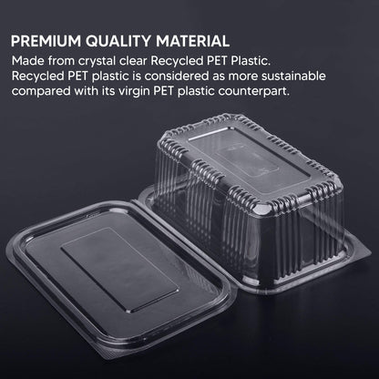 Venuscello® 500 x Hinged Lid Salad Containers 1000cc Clear Plastic Reusable Food Container Ideal for Fruits Sandwich Cake Display
