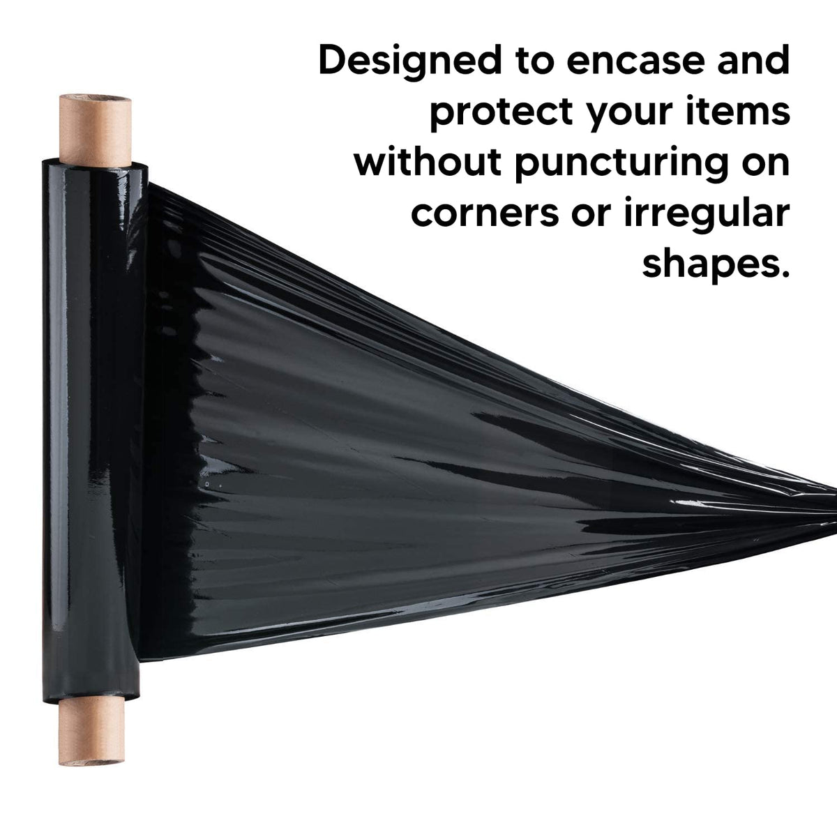 Venuscello® Pallet Wrap Black Industrial Stretch Shrink Wrapping Cling Film Extended Rolls, Water Proof & Tear Resistant for Secure Packaging, House Moving - 400mm x 200m - 23mu