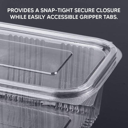 Venuscello® 500 x Hinged Lid Salad Containers 1000cc Clear Plastic Reusable Food Container Ideal for Fruits Sandwich Cake Display