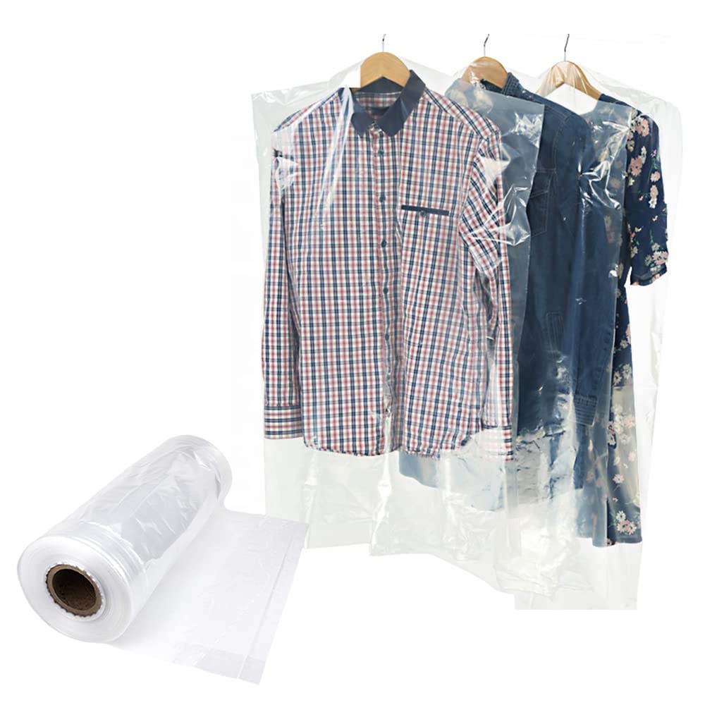 Venuscello® Garment Covers Bags on Roll 23" Clear Polythene for Cloths Dresses Laundry Trouser Sui Shirt - 100 Gauge