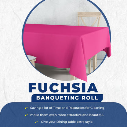 Venuscello Fuchsia Banquet Roll 7m Paper Banqueting Table Cover for Wedding Buffet Dinner Home Large Disposable Table Paper Cloth