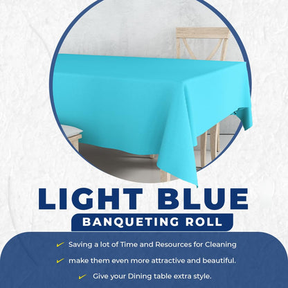 Venuscello Light Blue Banquet Roll 7m Paper Banqueting Table Cover for Wedding Buffet Dinner Home Large Disposable Table Paper Cloth