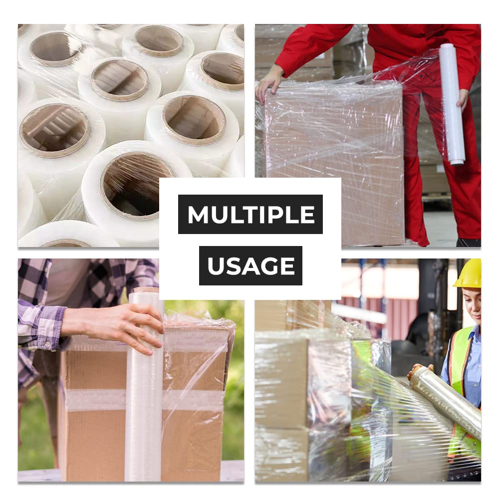 Venuscello® 360 x Pallet Wrap Stretch Shrink Wrapping Roll 450mm x 250m 14mu Clear Non Extended Core Cling Film for Moving Secure Packaging & Shipping
