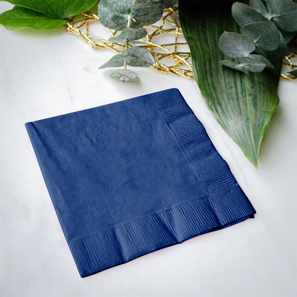 Venuscello® 400 x Serviettes Tissue Paper Napkins Blue 2-Ply 33cm for Catering Wedding Birthday Parties - 100 in Each Pack